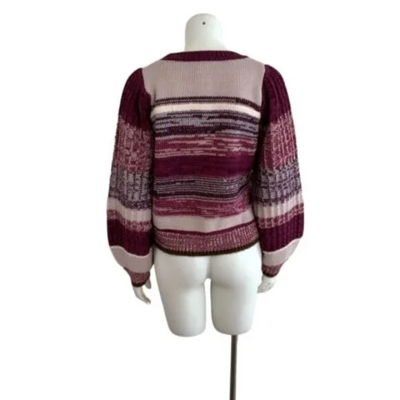 Splendid Collection Sweater S Purple Multi Raya Stripe Wool Blend